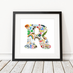 Image showing the R Alphabet Print, 30.5 x 30.5cm, Multi product.