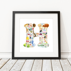 Image showing the H Alphabet Print, 30.5 x 30.5cm, Multi product.