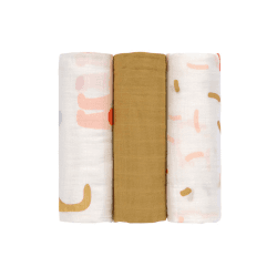 Image showing the Little Mateys Pack of 3 Heavenly Soft Muslins, 80 x 80cm, Spicy Orange product.