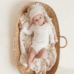Image showing the Changing Basket Liner with Print, Pressed Leaves Rose product.