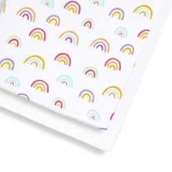 Image showing the Pack of 2 Cot & Cot Bed Fitted Sheets, Rainbow product.