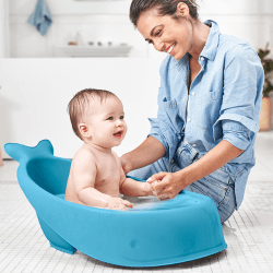 Image showing the Moby Smart Sling 3 Stage Baby Bath Tub, Blue product.