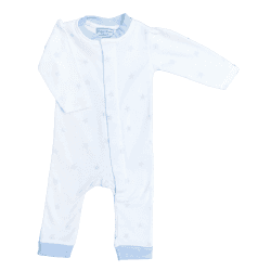 Image showing the Stars Magnetic Fastening Romper Onesie, 6 Months, Pale Cloud Blue product.