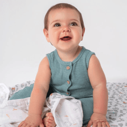 Image showing the Essentials Cotton Muslin Blanket, 112 x 112cm, Alphabet Animals product.