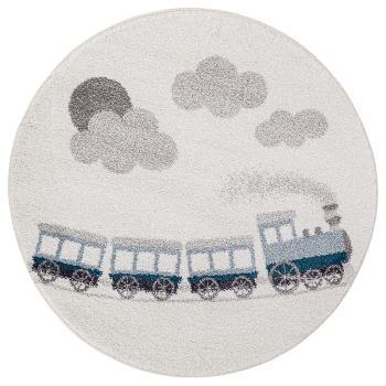 Image showing the Vintage Train Round Rug, 120 x 120cm, Blue product.