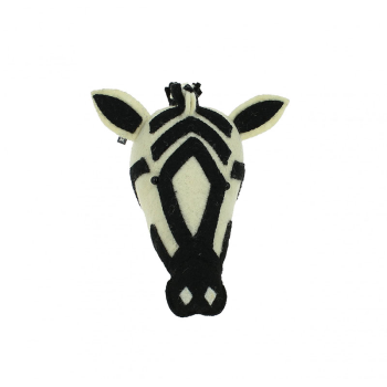 Image showing the Zebra Head Mini Felt Animal Wall Decoration, H23 x W14 x D22cm, Black/White product.