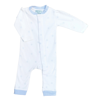 Image showing the Stars Magnetic Fastening Romper Onesie, 0 - 3 Months, Pale Cloud Blue product.
