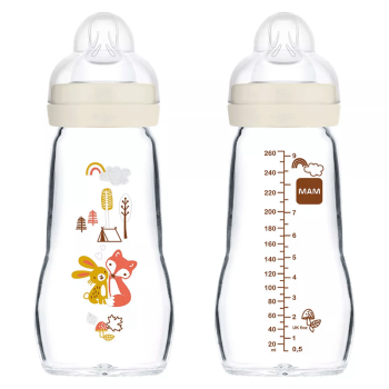 Image showing the Feel Good Glass Baby Bottle, 260ml, Unisex product.