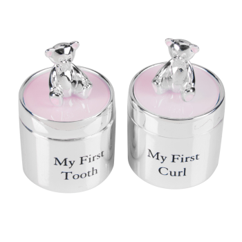 Image showing the Bambino Silverplated Tooth & Curl Box Set, Pink product.