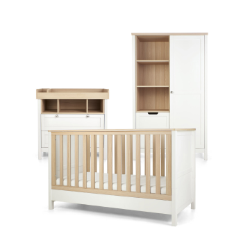 Image showing the Harwell 3 Piece Nursery Furniture Set excl. Mattress, White/Natural product.