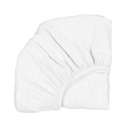 Image showing the Kumi Crib Fitted Sheet, White product.