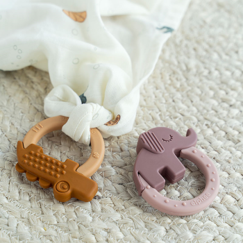 Image showing the Deer Friends Pack of 2 Teethers, Mustard/Powder product.