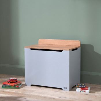 Image showing the Rio Toy Storage Box, Dove Grey/Oak product.