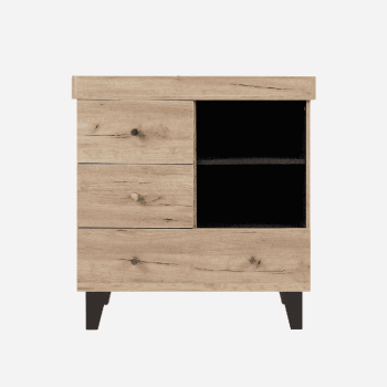 Image showing the Como Chest of Drawers with Changing Unit, Distressed Oak / Slate Grey product.