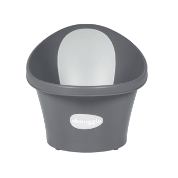 Image showing the Baby Bath with Plug, Slate Grey with White Backrest product.