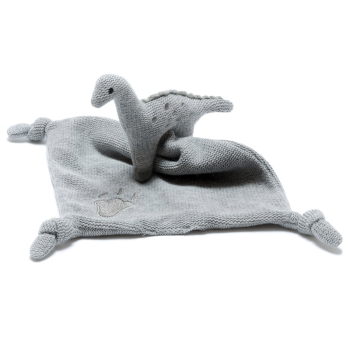 Image showing the Knitted Comforter with Dinosaur, Grey product.