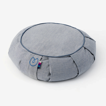 Image showing the Organic Cotton Chambray Zafu Meditation Cushion, Slate Blue product.