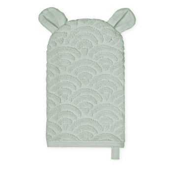 Image showing the Organic Cotton Washcloth Mitt with Ears, Dusty Green product.
