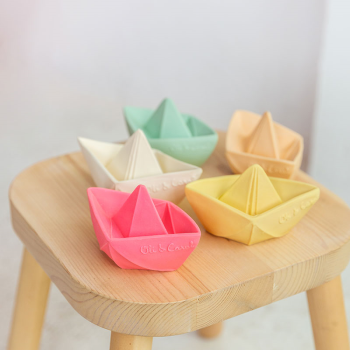 Image showing the Origami Boat Natural Rubber Bath Toy, Mint product.