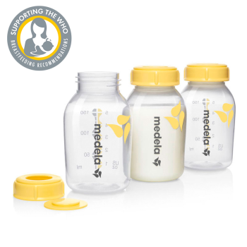 Image showing the Pack of 3 Breastmilk Storage Bottles, 150ml, Yellow product.