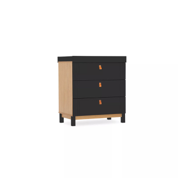 Image showing the Rafi Chest of Drawers with Changing Unit, Oak/Black product.