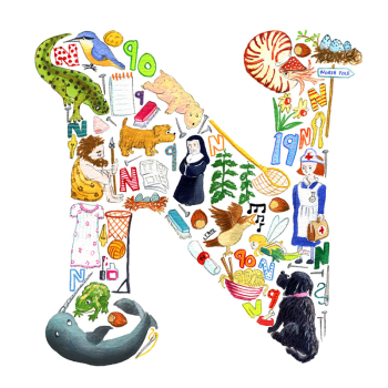 Image showing the N Alphabet Print, 30.5 x 30.5cm, Multi product.