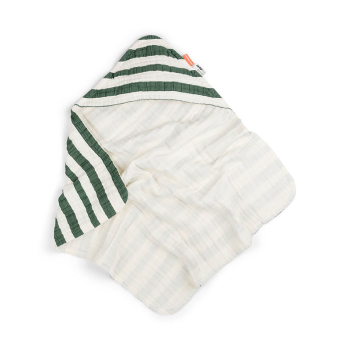 Image showing the Stripes Hooded Baby Bath Towel, Green product.