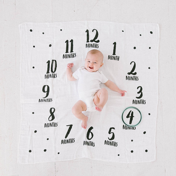Image showing the Watch Me Grow Photo Blanket, Black/White product.
