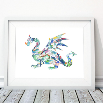 Image showing the D is for Dragon Alphabet Print, 40 x 30cm, Green product.