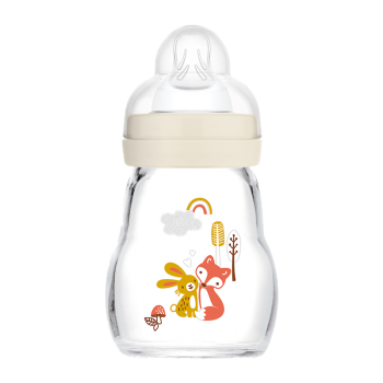 Image showing the Feel Good Glass Baby Bottle, 170ml, Ivory product.
