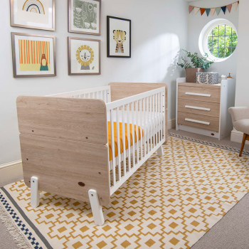 Image showing the Natty 2 Piece Nursery Furniture Set, White & Oak product.