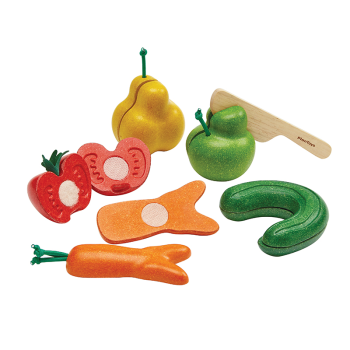 Image showing the Wooden Wonky Fruits and Vegetables Play Set, Multi product.