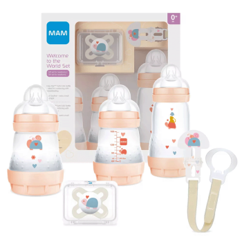 Image showing the Welcome to the World 5 Piece Baby Bottle Set, Pink product.