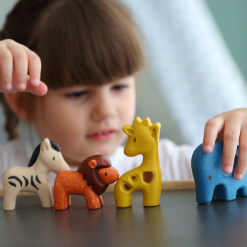 Image showing the Wild Animal Set of 4 Wooden Toys, Multi product.