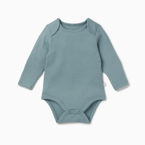 Image showing the Ribbed Long Sleeve Bodysuit, 0 - 3 Months, Blue product.