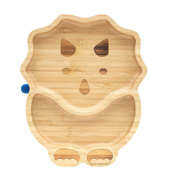 Image showing the Dinosaur Bamboo Suction Plate, Navy product.