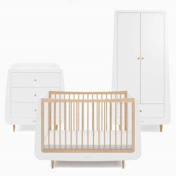 Image showing the SnuzKot Skandi 3 Piece Nursery Furniture Set excl. Mattress, Natural product.