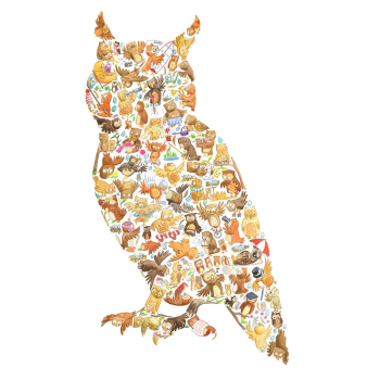 Image showing the O is for Owl Alphabet Print, 40 x 30cm, Brown product.