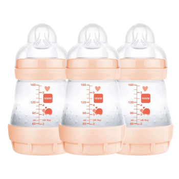 Image showing the Easy Start Pack of 3 Antic Colic Baby Bottles, 160ml, Pink product.