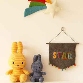Image showing the Miffy Corduroy Soft Toy, 33cm, Yellow product.