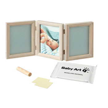Image showing the Wooden - My Baby Double Imprint & Photo Frame, Grey product.