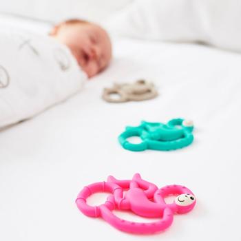 Image showing the Mini Monkey Teething Toy, Pink product.