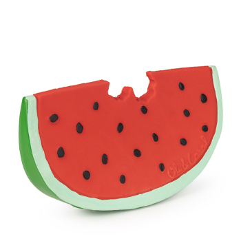 Image showing the Wally the Watermelon Natural Rubber Teether & Bath Toy, Red product.