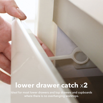 Image showing the Pack of 2 Lower Drawer Catchers, Pure White product.