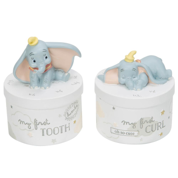 Image showing the Disney Set of 2 Dumbo Tooth & Curl Boxes, White product.