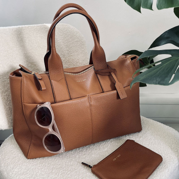 Image showing the Jemima Changing Bag, Tan/Gold product.