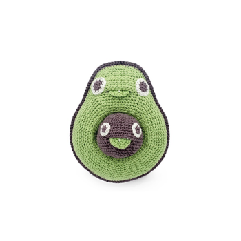 Image showing the Mommy Avocado & Her Baby Seed Crochet Musical Pull Toy, Green product.