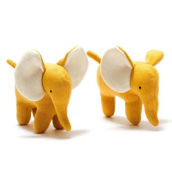 Image showing the Baby Ellis Organic Elephant Soft Toy, Mustard product.