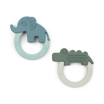 Image showing the Deer Friends Pack of 2 Teethers, Green/Blue product.