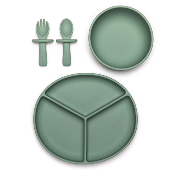 Image showing the My 1st 3 Piece Silicone Weaning Set, Meadow Green product.